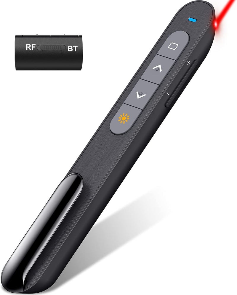 HEYLACOOLX Presentation Clicker Compatible with Bluetooth and RF 2.4GHz Dual Modes Red Light, Wireless Presenter Remote Control for Powerpoint Presentations Pointer Slide Clicker for Mac Computer Powered by AAA - Image 1